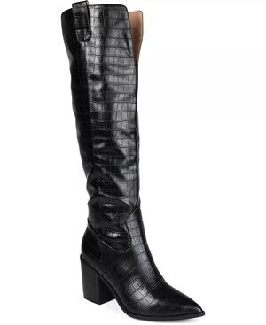 Journee Collection Women's Therese Extra Wide Calf Stacked Boot, Black Size 9M